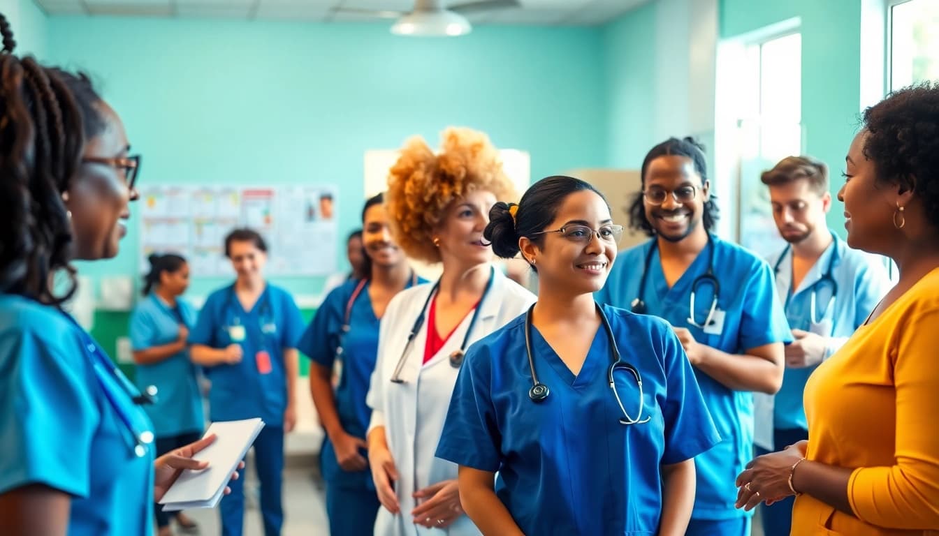Volunteer healthcare staff assisting patients, showcasing the essence of healthcare volunteering in action.