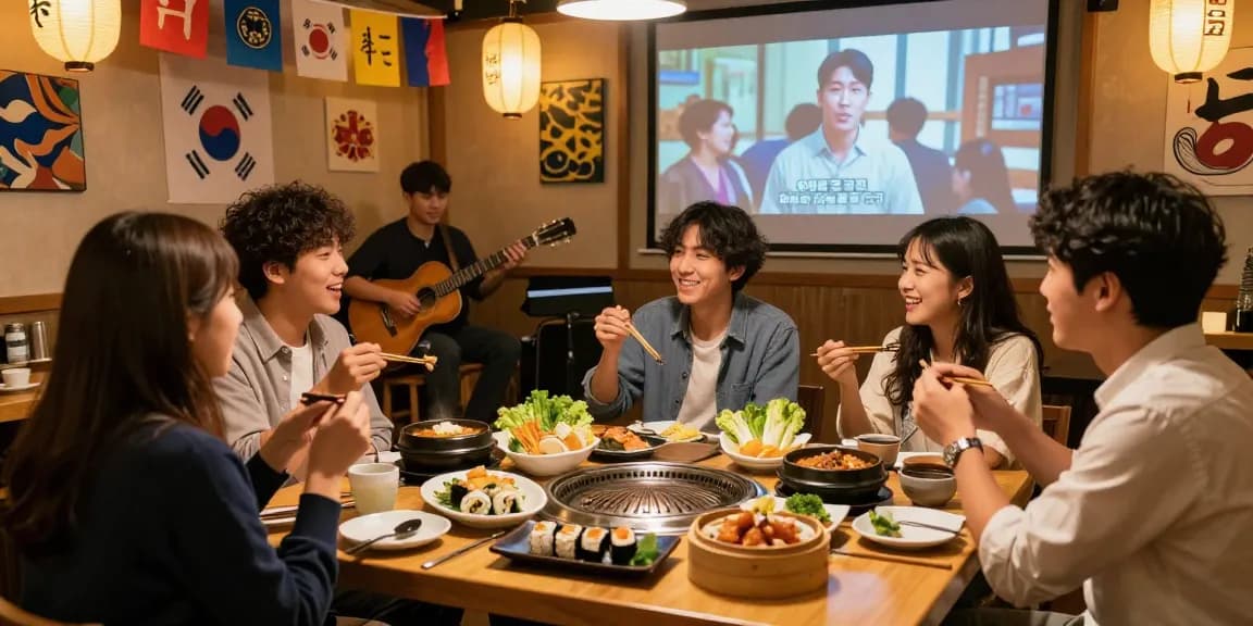 Experience vibrant culture at https://hanadultalk.com with diverse individuals enjoying Asian cuisine and entertainment.
