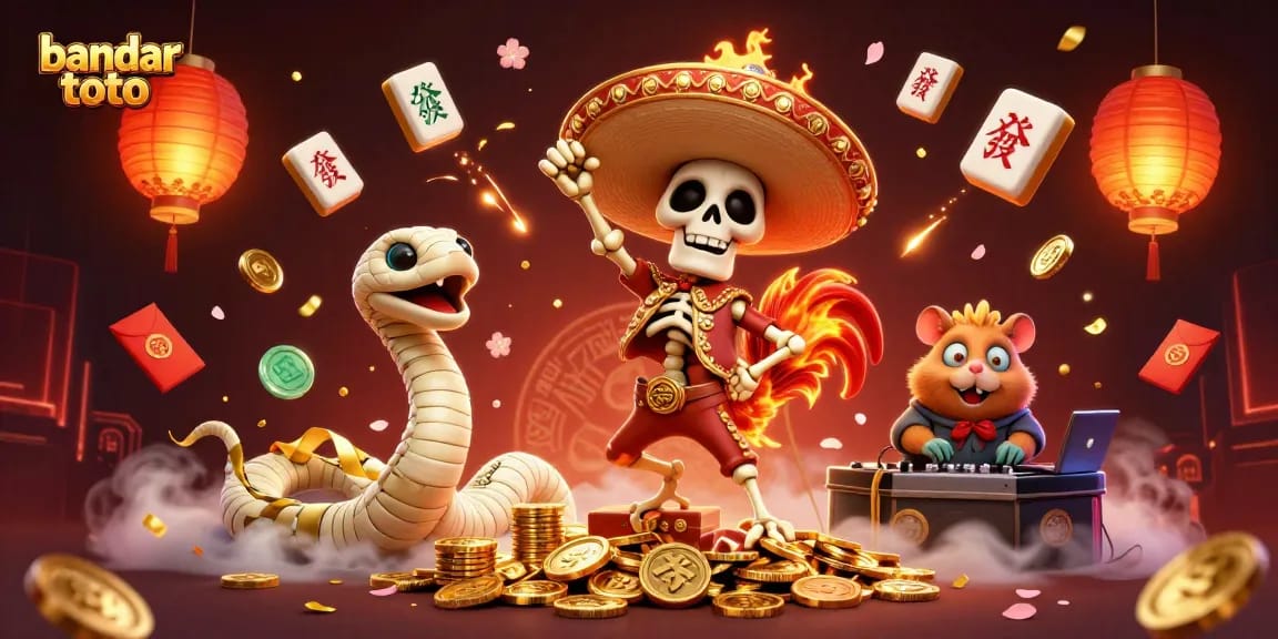 Experience thrilling wins with bandar toto in this vibrant casino-themed illustration.