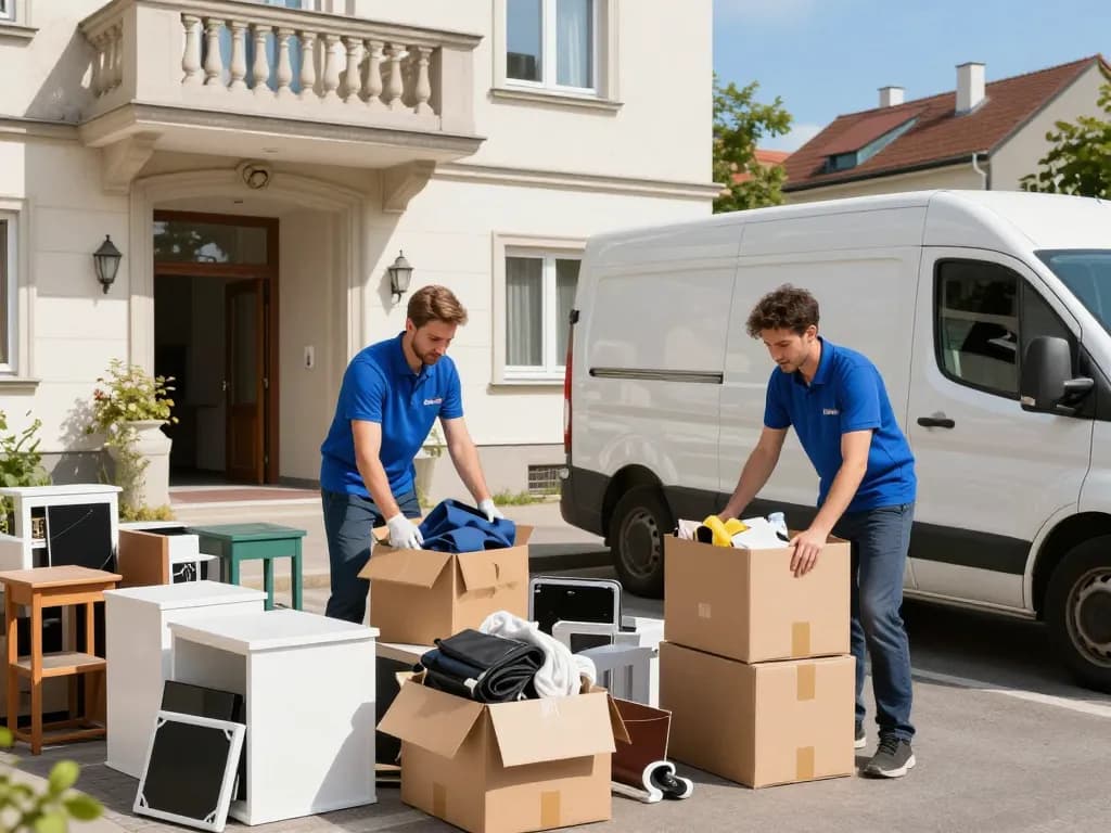 Entrümpelung Wien Team sortiert Gegenstände während des professionellen Entrümpelungsdienstes.