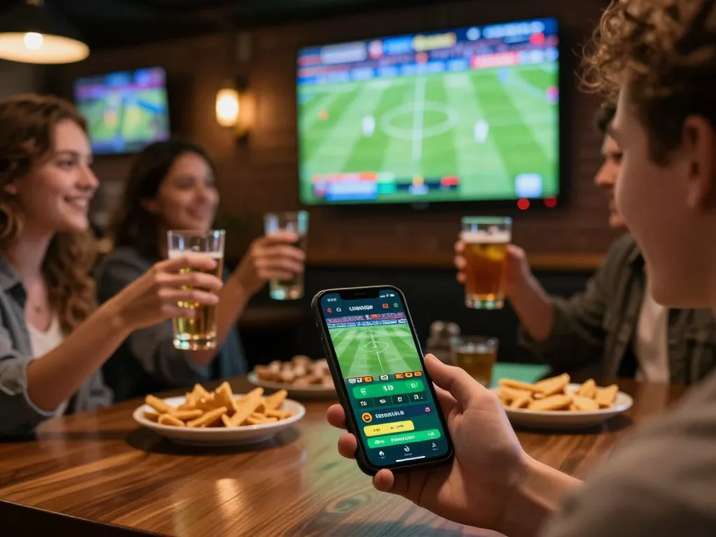 Scommettere su siti non AAMS tramite un'app mobile mentre si gode di una partita sportiva dal vivo.