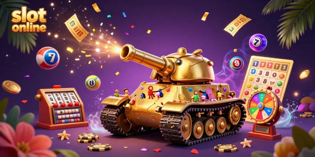 Slot online memberikan pengalaman bermain yang menyenangkan dengan desain kasino mini dan efek meriah.