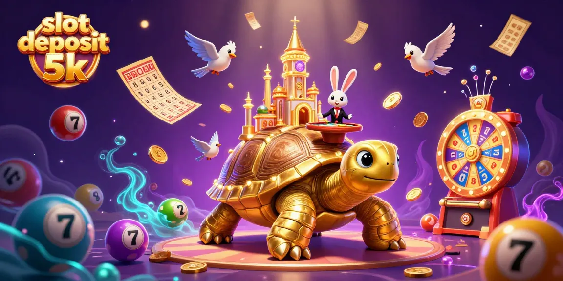 Join the fun and win with slot deposit 5k at a vibrant casino illustration showcasing exciting game elements.
