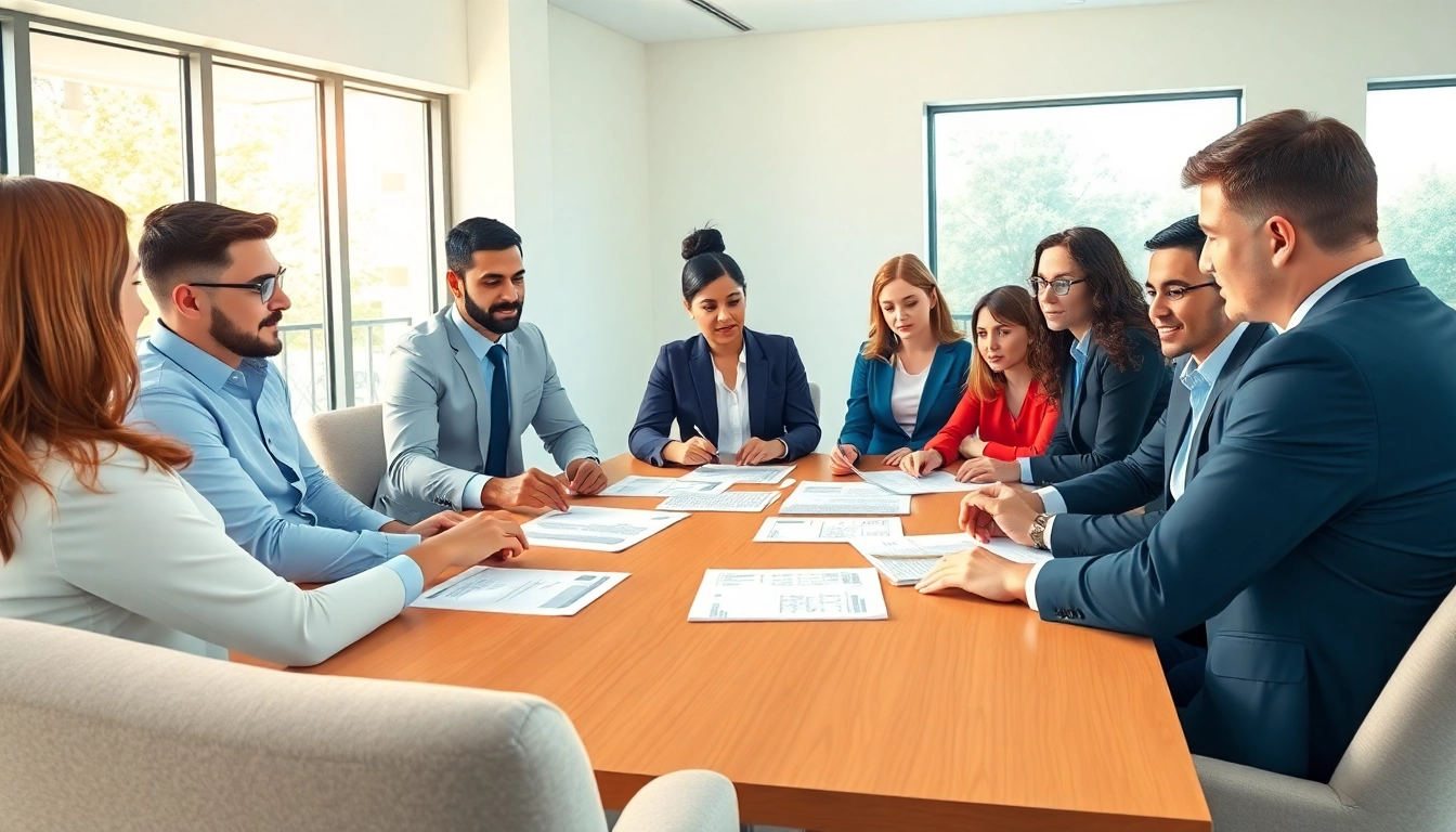 Collaborative discussion on contracts and grants among diverse professionals in a conference room.
