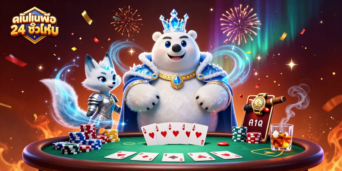 Engage in ดูหนังออนไลน์ฟรี 24 ชั่วโมง with dynamic gaming scene, featuring a polar bear and snow fox.