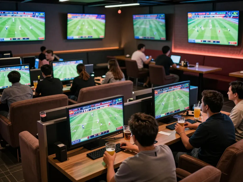 Lively sports betting scene capturing fans engaging with luongsontv365 odds during live matches.