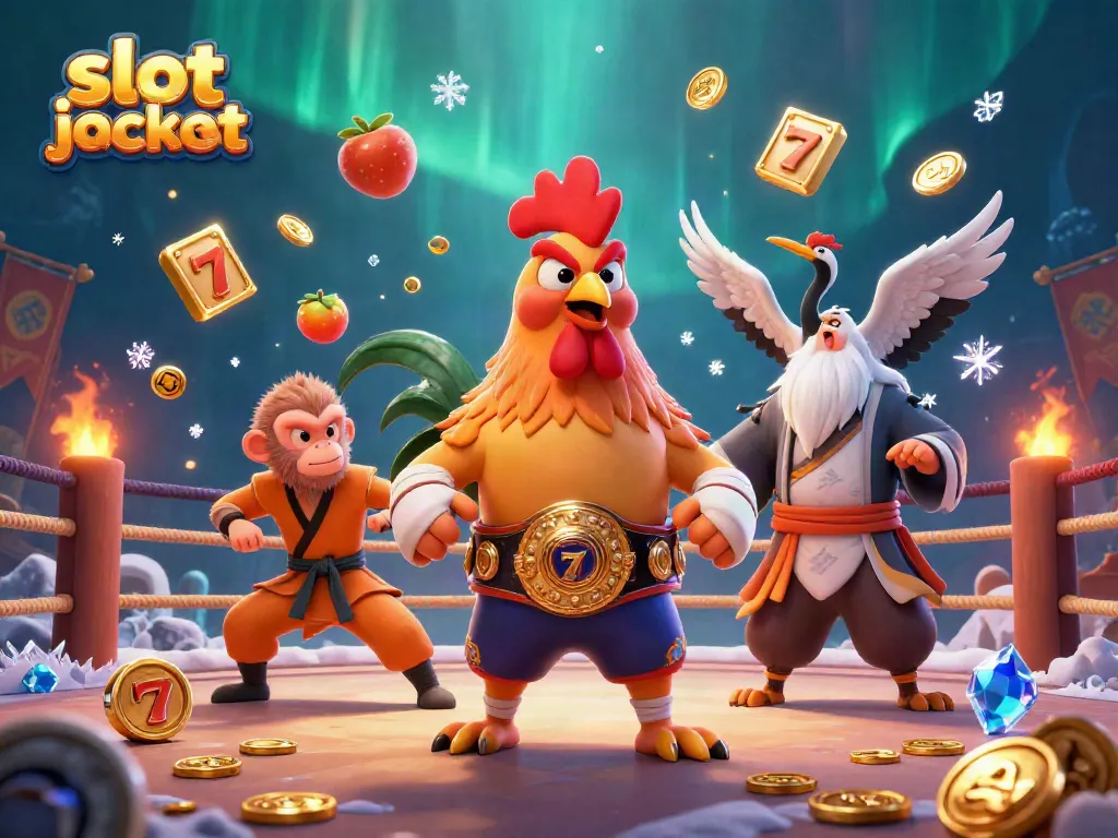 Experience the thrill of the slot jackpot with animated characters and casino elements in a vibrant 3D scene.