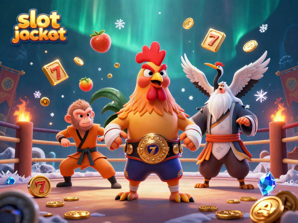 Experience the thrill of the slot jackpot with animated characters and casino elements in a vibrant 3D scene.