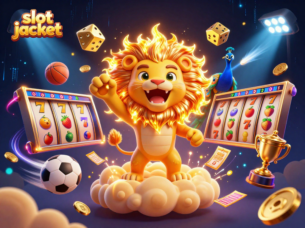 Engage in the excitement of slot jackpot with vibrant characters celebrating in a dynamic casino scene.