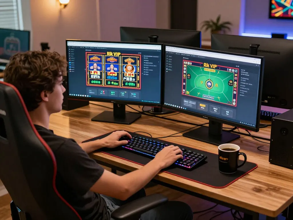 Engaging online gaming session on the Rik VIP platform, capturing a player immersed in strategic gameplay.