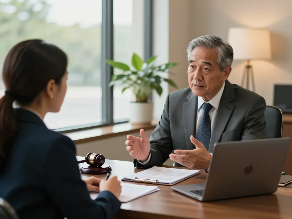 Virginia Personal Injury Lawyer consulting with a client in a welcoming office setting, highlighting trust and accessibility.
