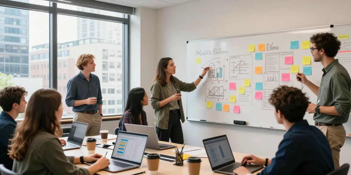 Entrepreneurs collaborating at a vibrant startup workspace, inspired by content from https://www.startsomethingpc.com, showcasing teamwork and creativity.