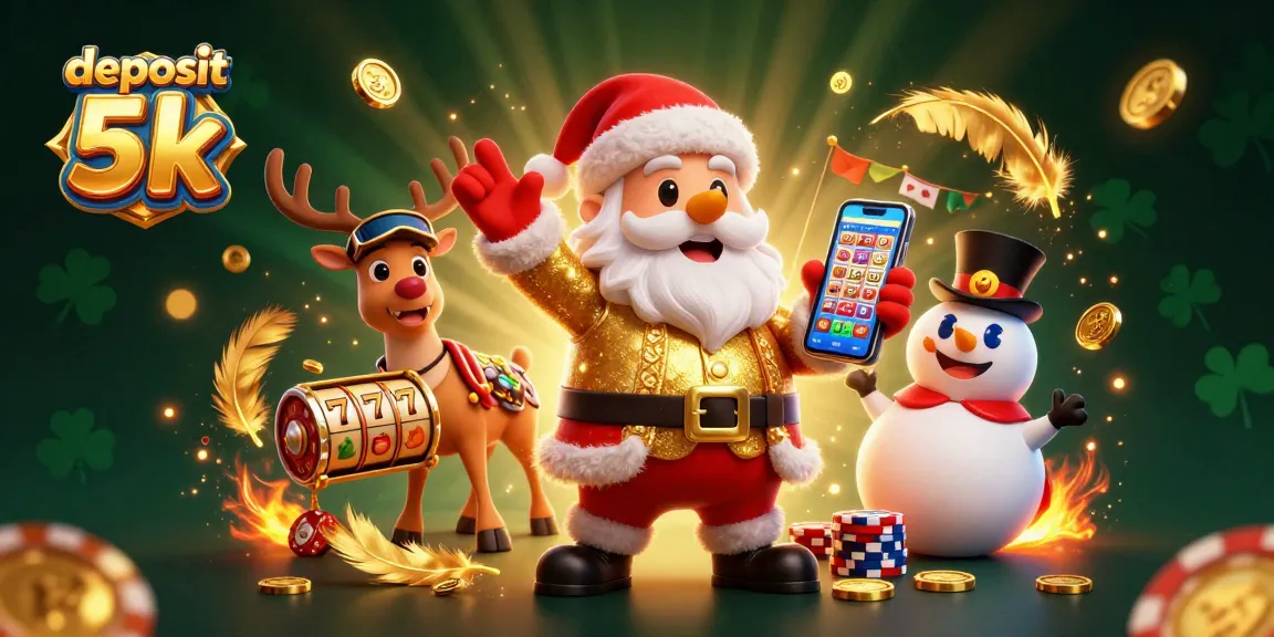 Win big with deposit 5k in this vibrant casino scene featuring Santa and friends!