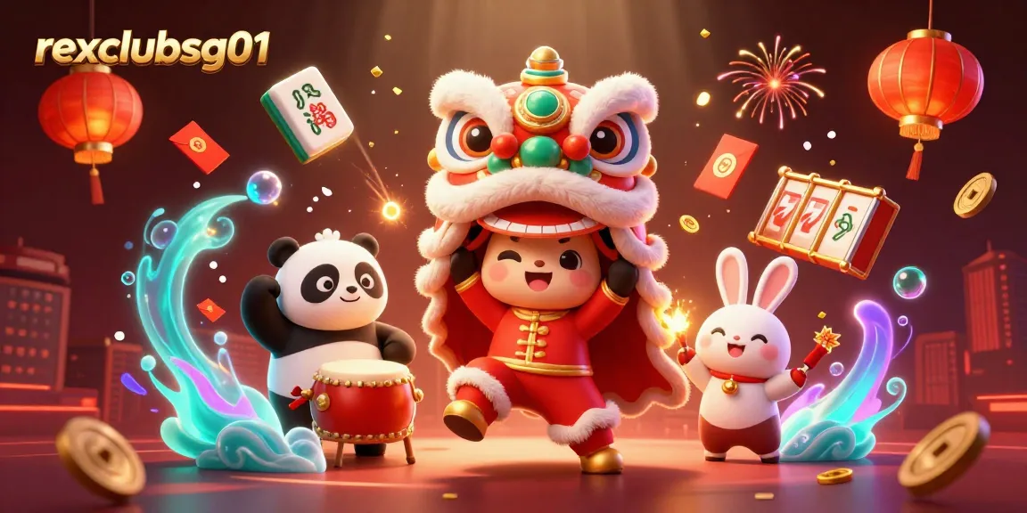 rexclubsg01 enhances your gaming experience with a vibrant celebration scene and thrilling promotions