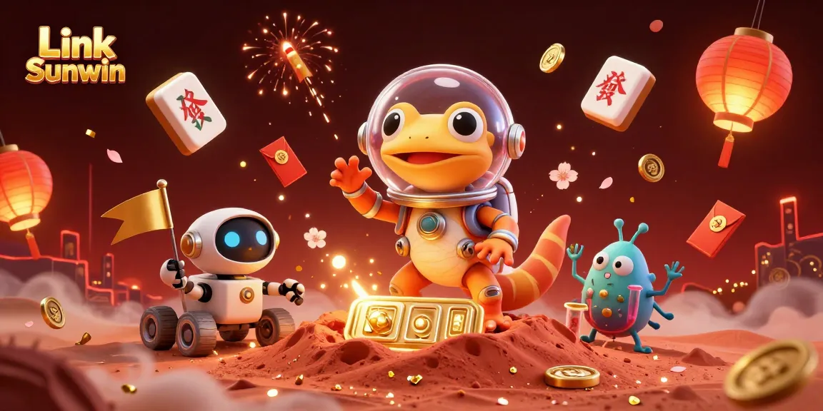 Experience thrilling action with Link Sunwin in a vibrant 3D casino illustration.
