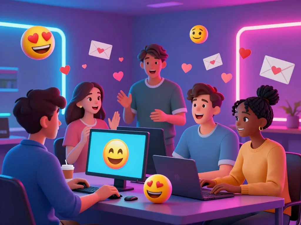 Engaging NSFW chat scene with diverse avatars in a vibrant digital atmosphere.