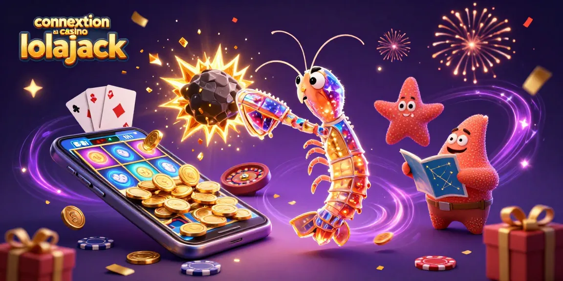 Experience a vibrant gaming adventure at connexion au casino lolajack with a galactic mantis shrimp and starfish navigating riches.