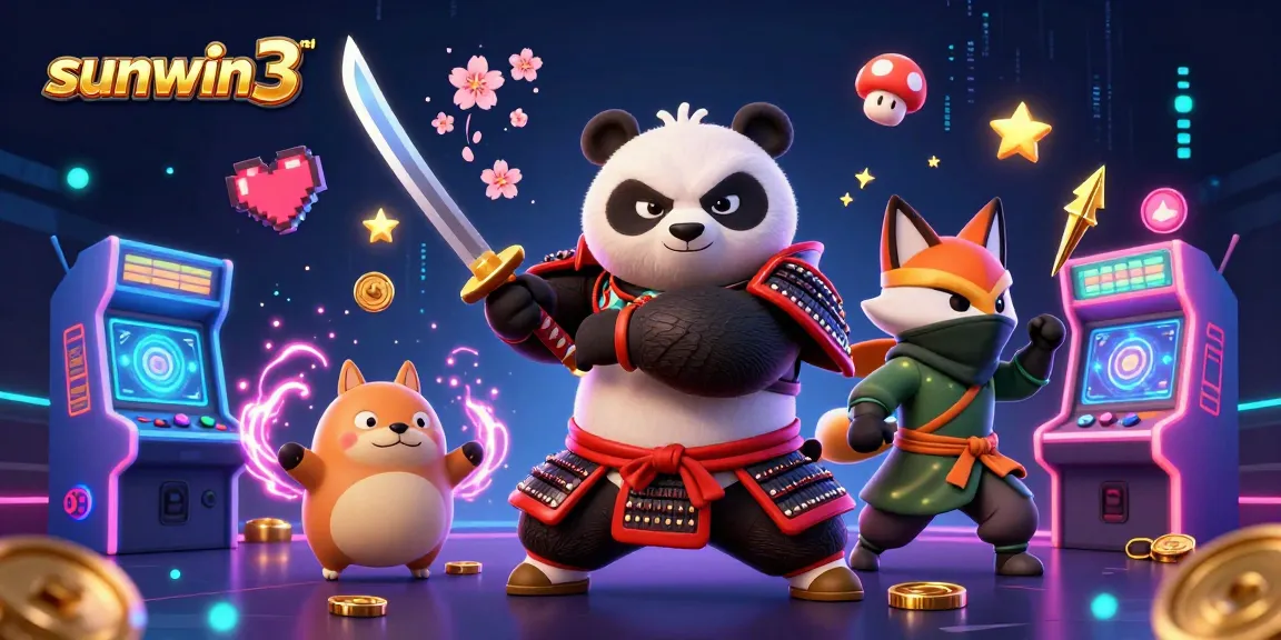 Engage with sunwin3 nl's vibrant casino scene featuring a samurai panda and ninja fox.