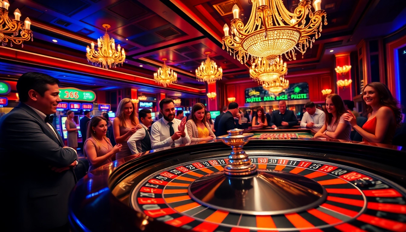 Players enjoying the excitement of a Non gamstop Casino Uk at an elegant roulette table.