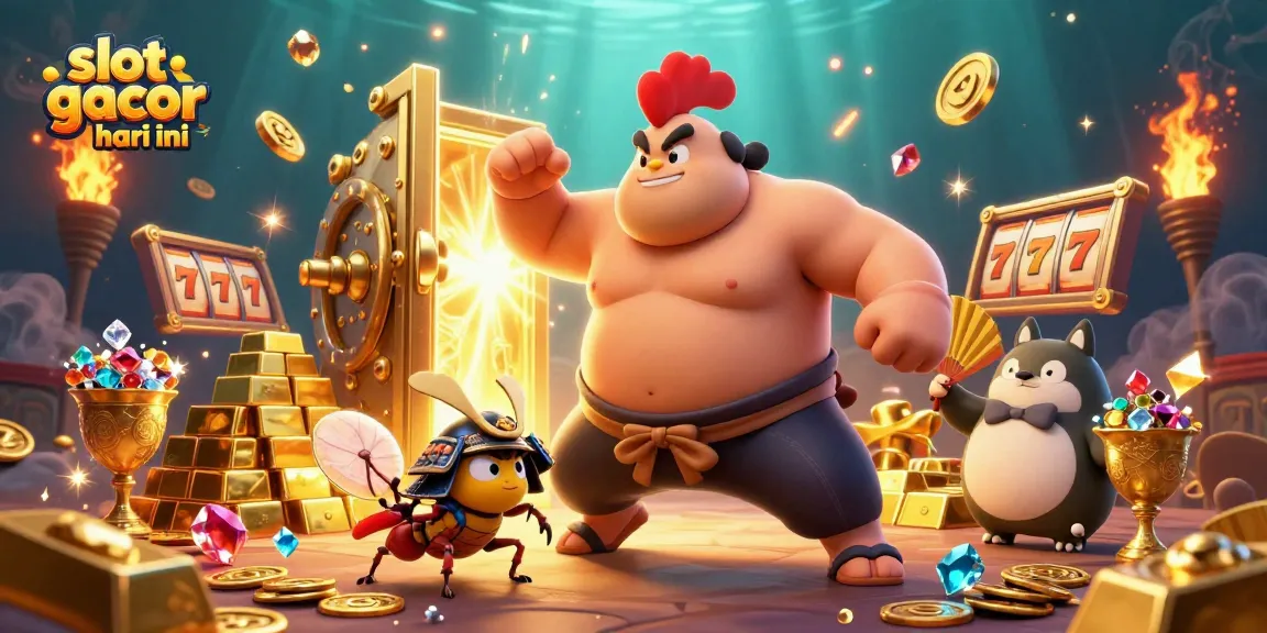 Rasakan keseruan slot gacor hari ini dengan ilustrasi penuh energi dan keberuntungan di kasino.