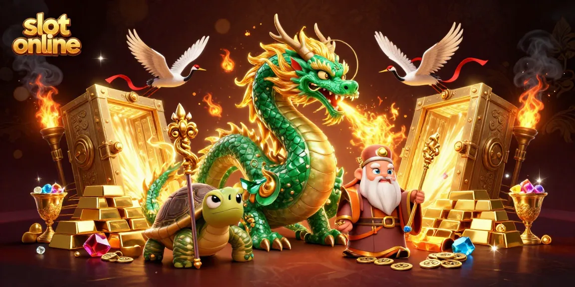 Experience the thrill of slot online as a jade dragon and turtle sage guide you to riches.