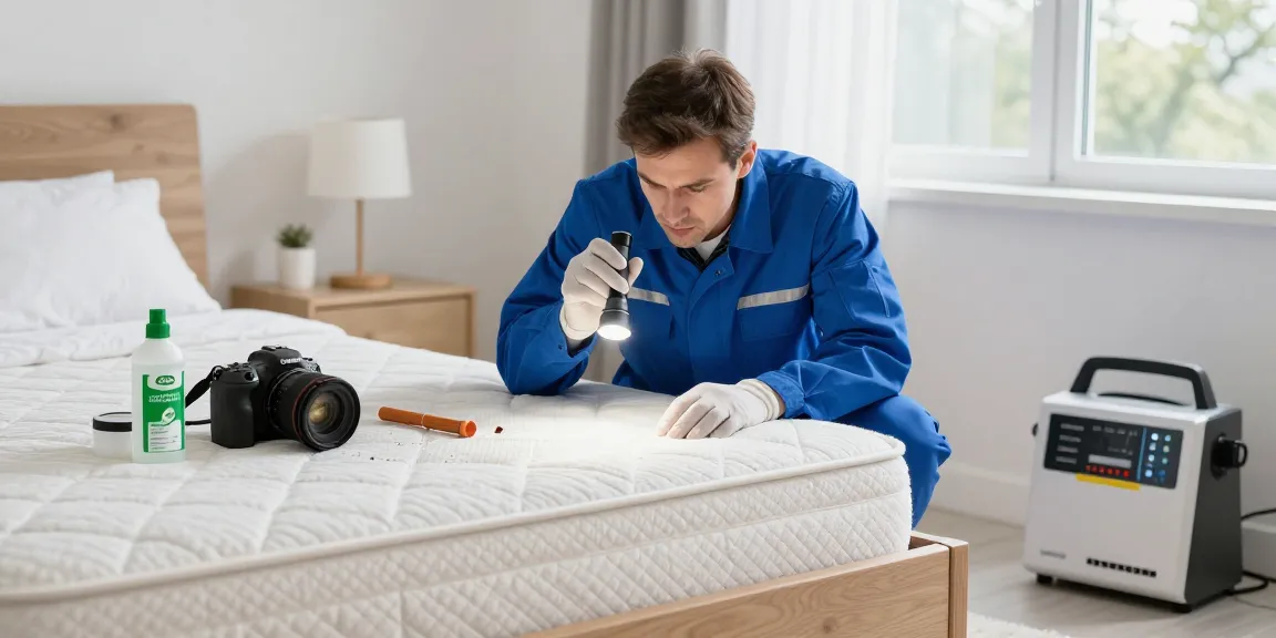 Bed bug treatment inspection by a professional expert ensuring effective pest control solutions.