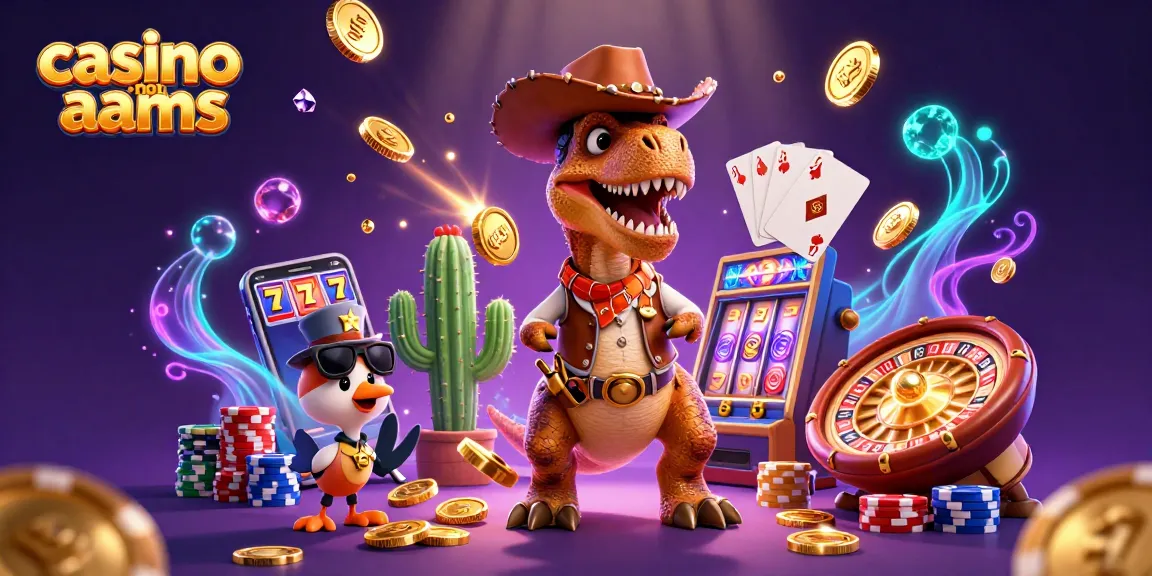 Gioca nei casinò non AAMS con slot machine e divertenti personaggi in un'illustrazione dinamica.