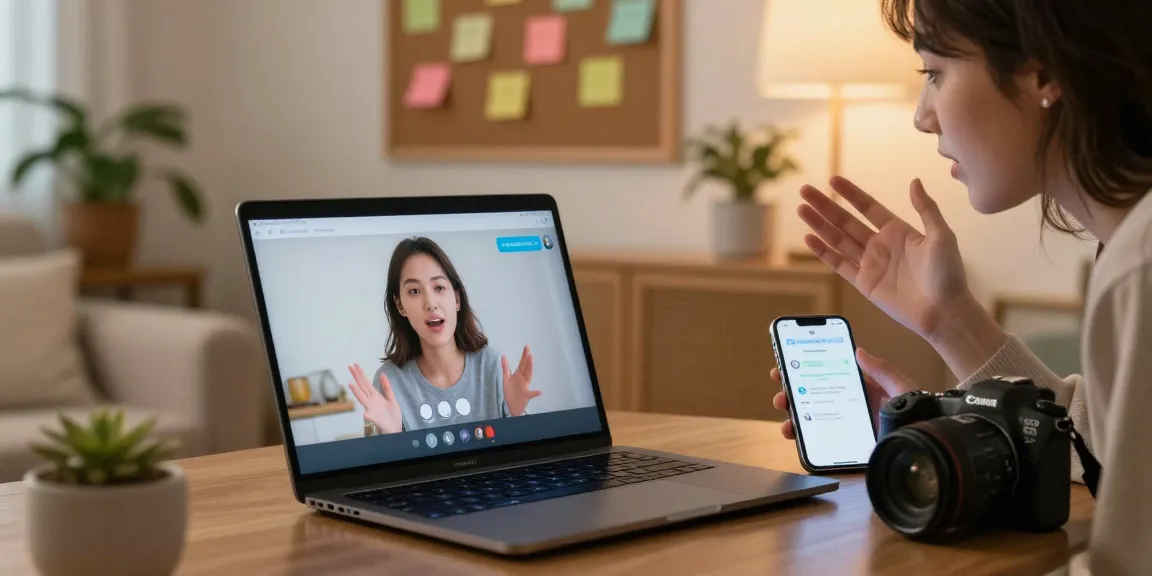 Interactive porn chat ai experience on a laptop in a cozy home setting.