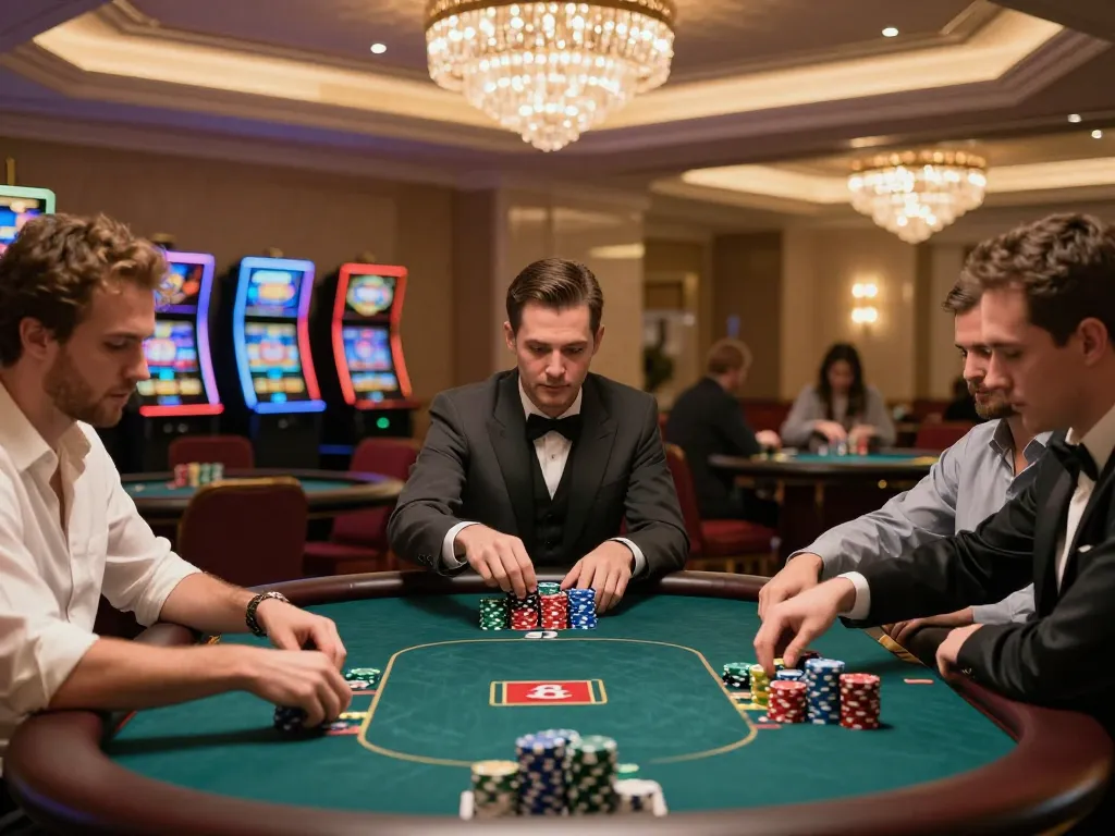 Houston Injury Attorney assisting players in high-stakes poker game showcasing vibrant chips and strategic gameplay.