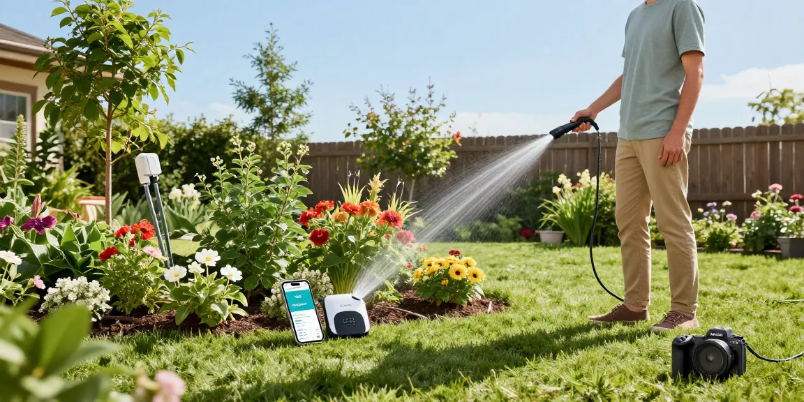 Using the RainPoint automatic watering system for vibrant garden maintenance.