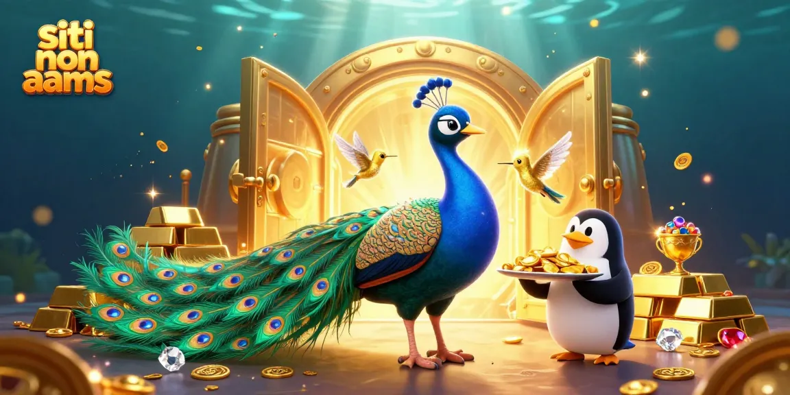 I migliori siti non AAMS per scommesse sportive mostrano una scena vibrante con un pavone aristocratico e un pinguino cameriere.