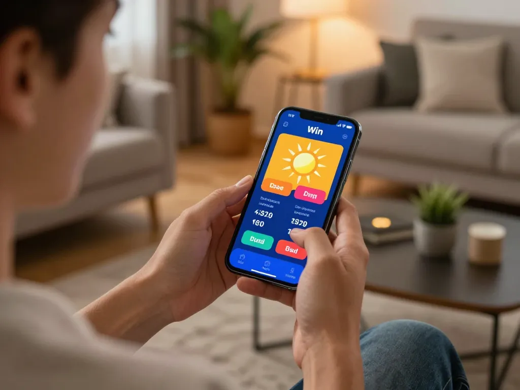 Engage in the thrilling sun win app experience with mobile betting in a cozy home environment.