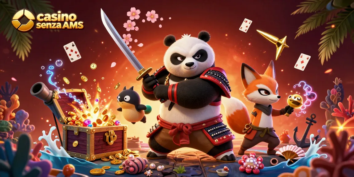 Gioca nei migliori casino senza AAMS con il panda samurai e il ninja volpe in un'illustrazione vivace