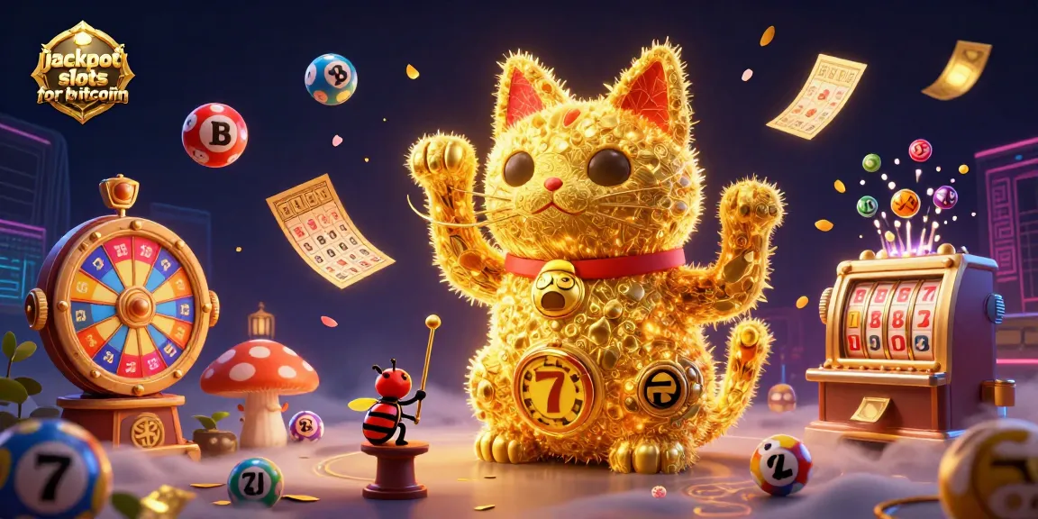 Experience thrilling jackpot slots for bitcoin with a dynamic illustration of gaming elements.