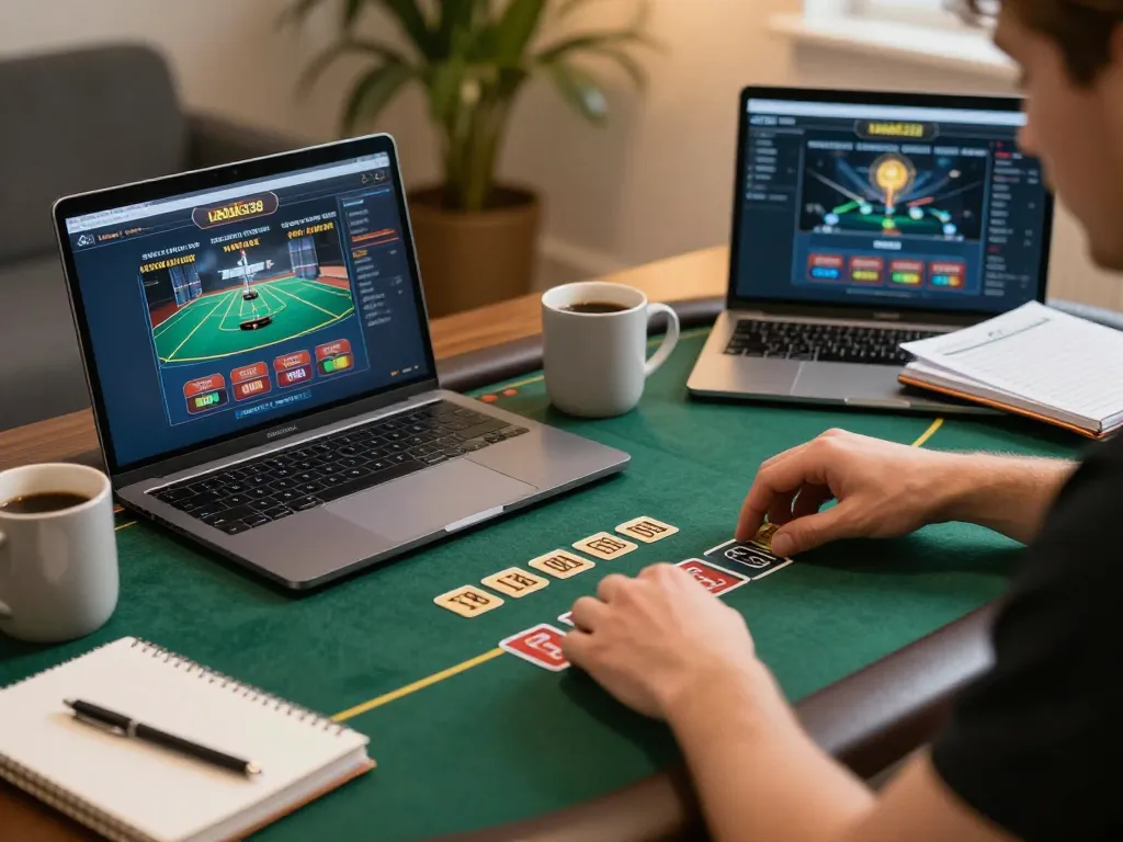 Players strategizing on ledak338 platform while enjoying an immersive online poker game at home.