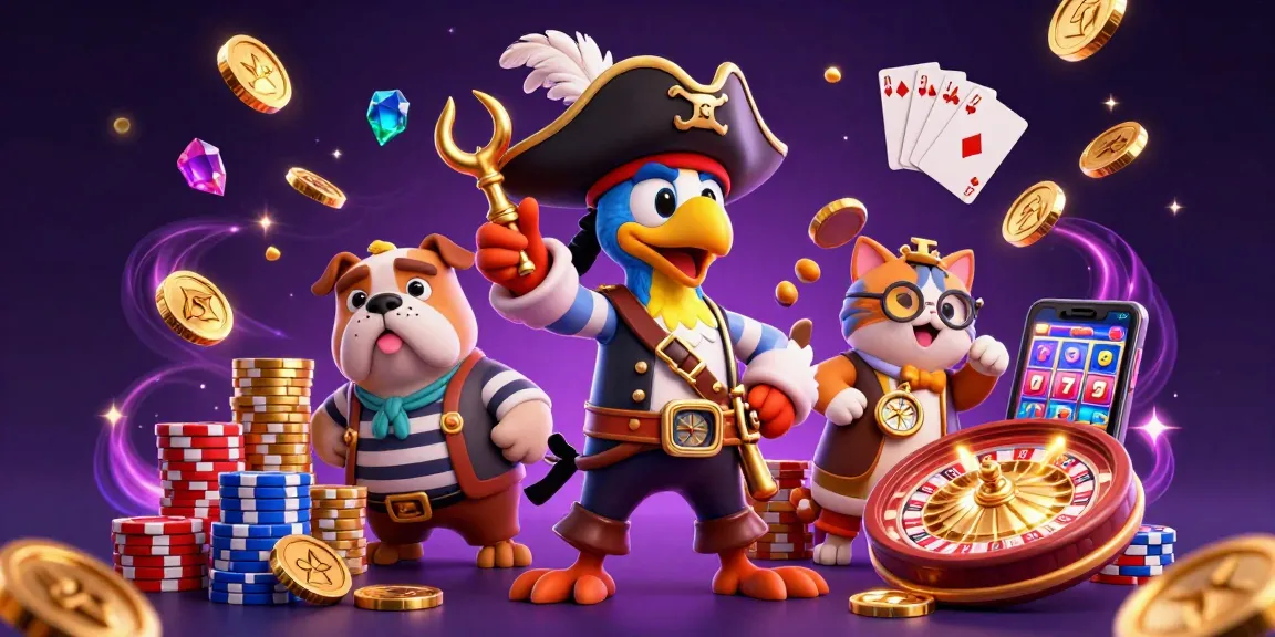 Illustrazione dei siti non AAMS con personaggi a tema pirata che partecipano a vivaci azioni di casinò.