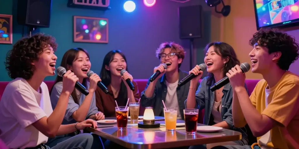 강남도파민에서 친구들과 함께 즐거운 노래를 부르는 모습