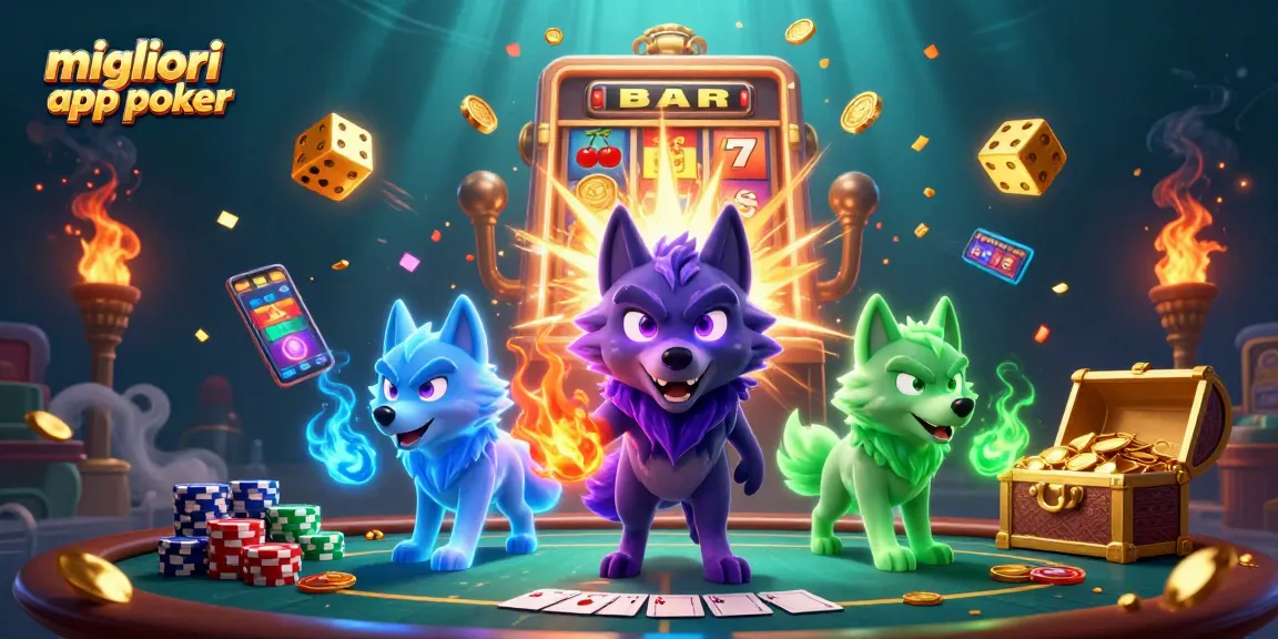 Migliori app poker: illustrazione di gioco con un leader di lupi spettrali e tavolo da poker