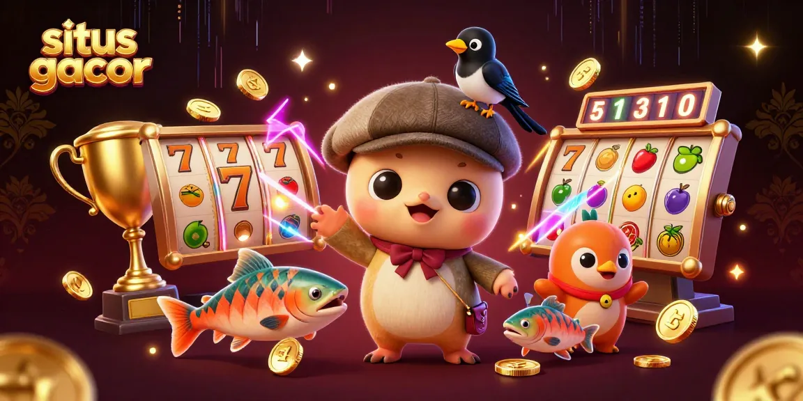 Gambarkan situs gacor dengan mesin slot bertema manis, sarat simbol keberuntungan dan elemen kasino menarik.