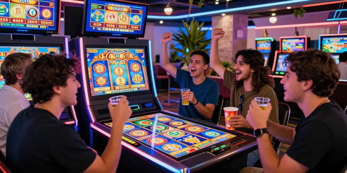 Players enjoying slot gacor games in a vibrant casino gaming lounge