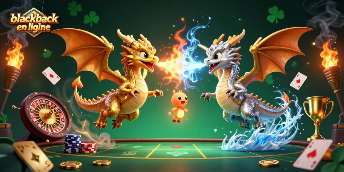 Jouez au blackjack en ligne avec des dragons et des éléments de casino dynamiques en arrière-plan