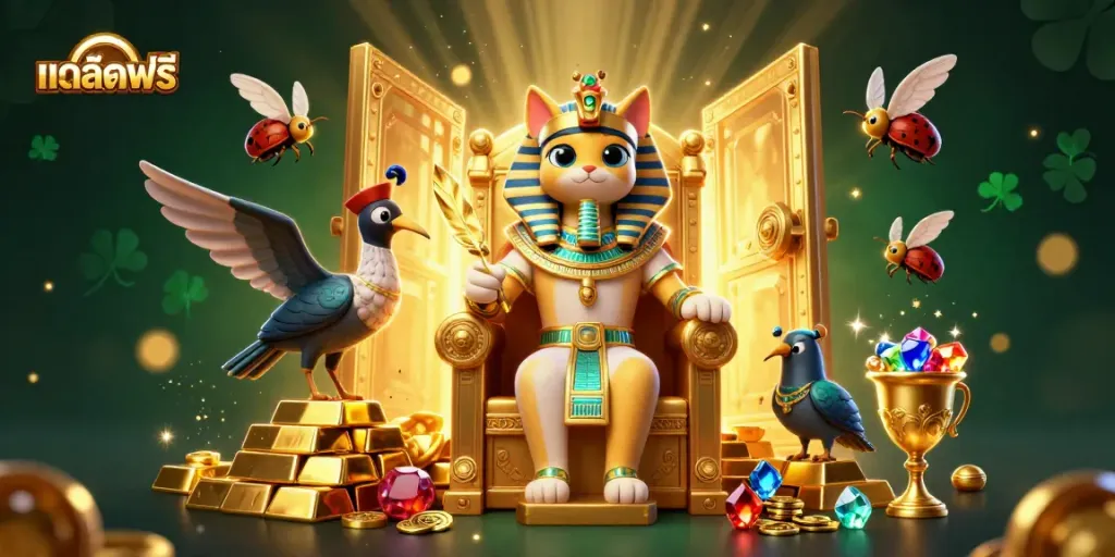 Win big with เครดิตฟรี offerings in a vibrant casino-themed 3D illustration.
