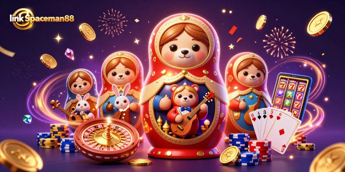 Experience thrilling gameplay on link spaceman88 with lively characters celebrating with coins and gems in a vibrant casino-themed scene.