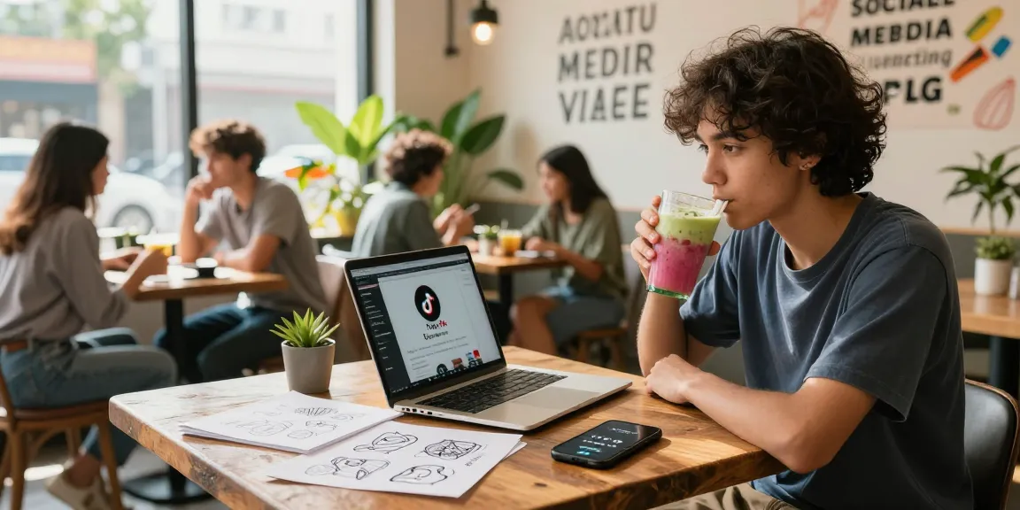 Creating engaging content to buy cheap TikTok followers in a lively cafe setting.