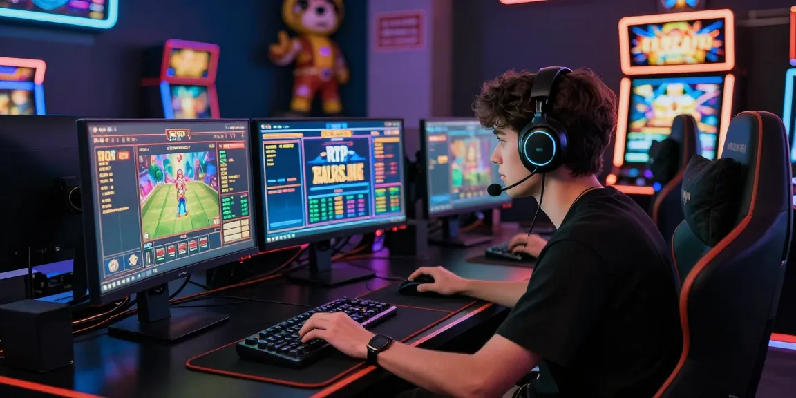 Pengalaman bermain rtp slot online dengan statistik menarik dan dekorasi bertema game.