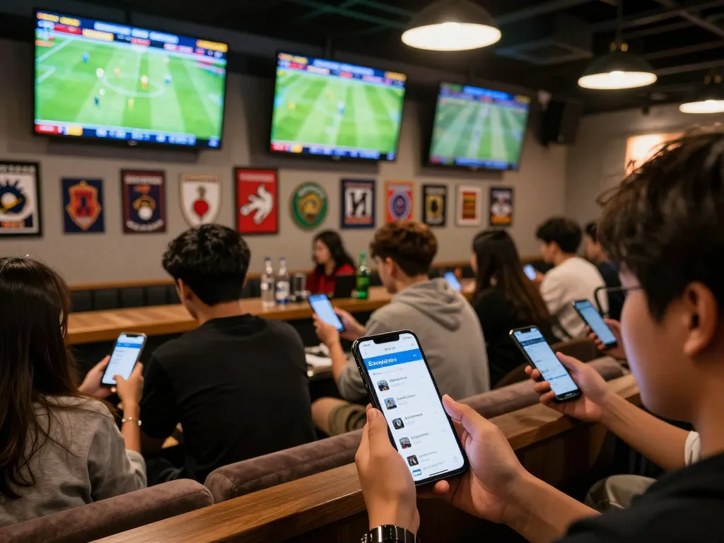 Bettors engaging with the Bongdalu app for real-time sports updates during a thrilling match
