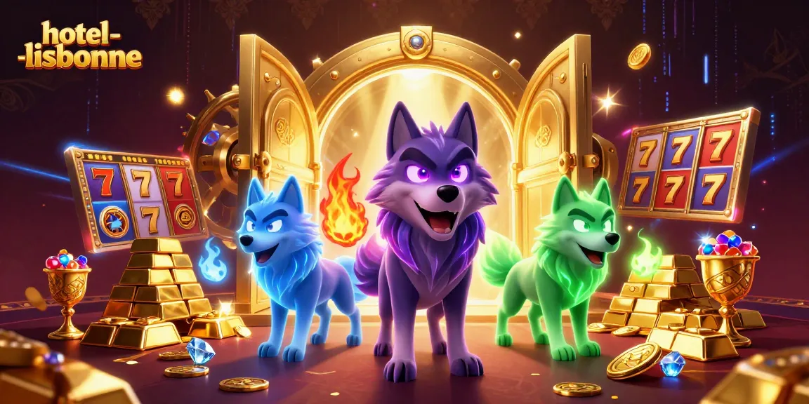 Engage in thrilling online gambling at hotel-lisbonne with vibrant 3D casino illustration showcasing winning elements.
