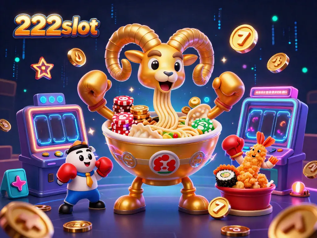 Permainan slot 222slot dengan karakter unik dan suasana kasino yang meriah.