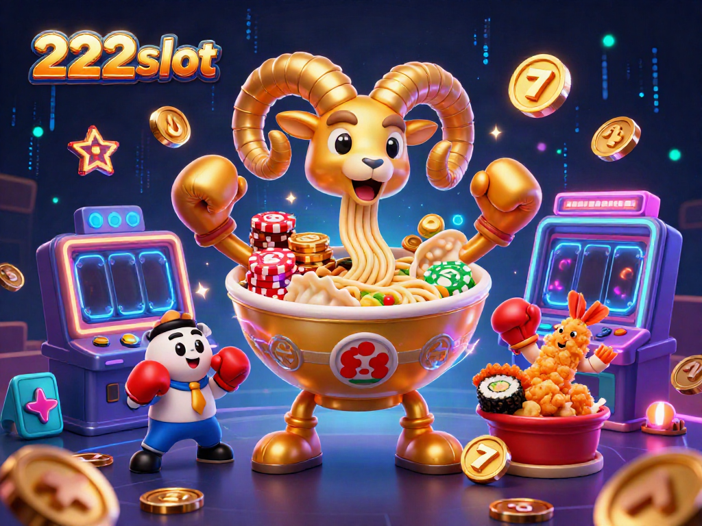 Permainan slot 222slot dengan karakter unik dan suasana kasino yang meriah.