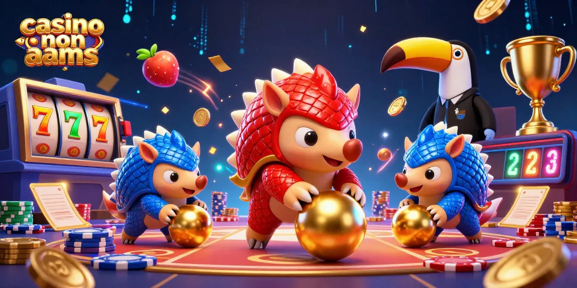 Azioni emozionanti in un casino non aams con pangolini e sembianze di premi dorati, slot e elementi di gioco.